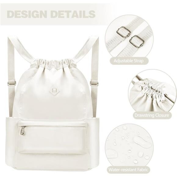 Drawstring Backpack with Wet Pocket Gym Backpack Water-Resistant Cinch String main image 3